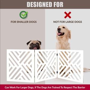 Bundaloo Freestanding Dog Gate white Wooden Fence for Small to Medium Dogs